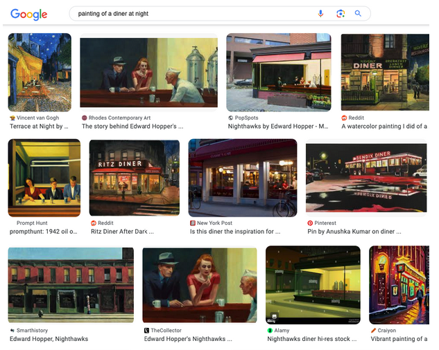 "Painting of a diner at night" in Google to see what comes up.